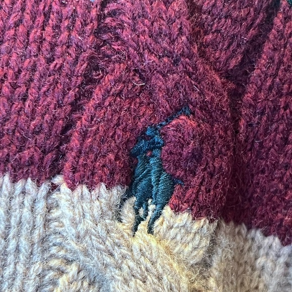 NWT Ralph Lauren Cable Knit Striped Cardigan Sweater 90% Wool 10% Cashmere SzXXL - Picture 5 of 12